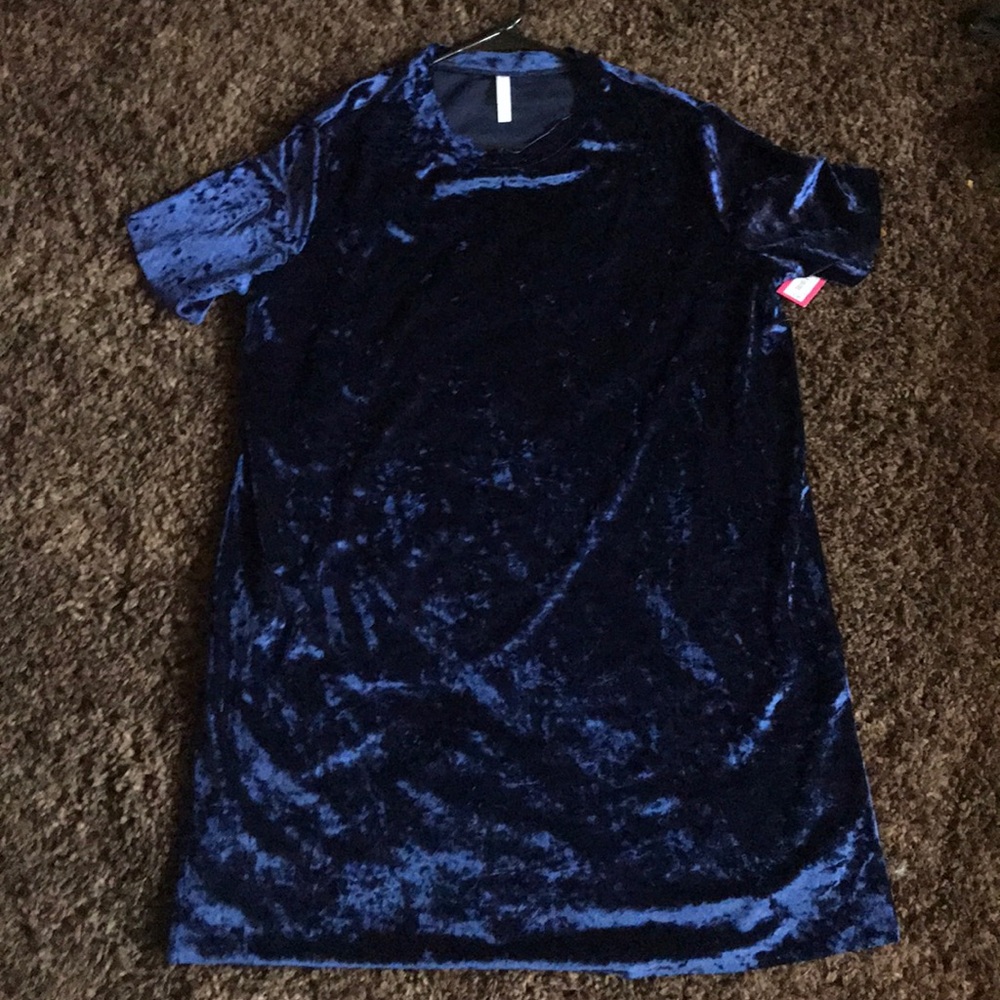 Navy Crushed Velvet Tunic